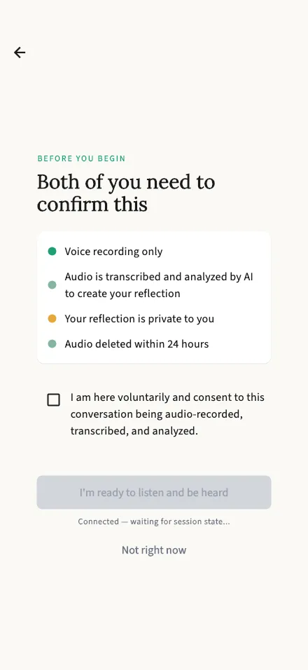 Recording consent screen