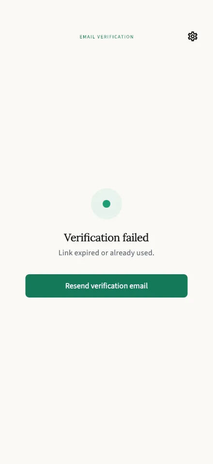 Verify your email screen